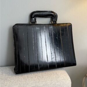 Vintage Black Eel Skin Leather Briefcase / Portfolio Bag Office Core